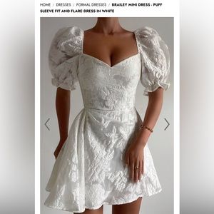 Showpo white lace dress with puffy sleeves